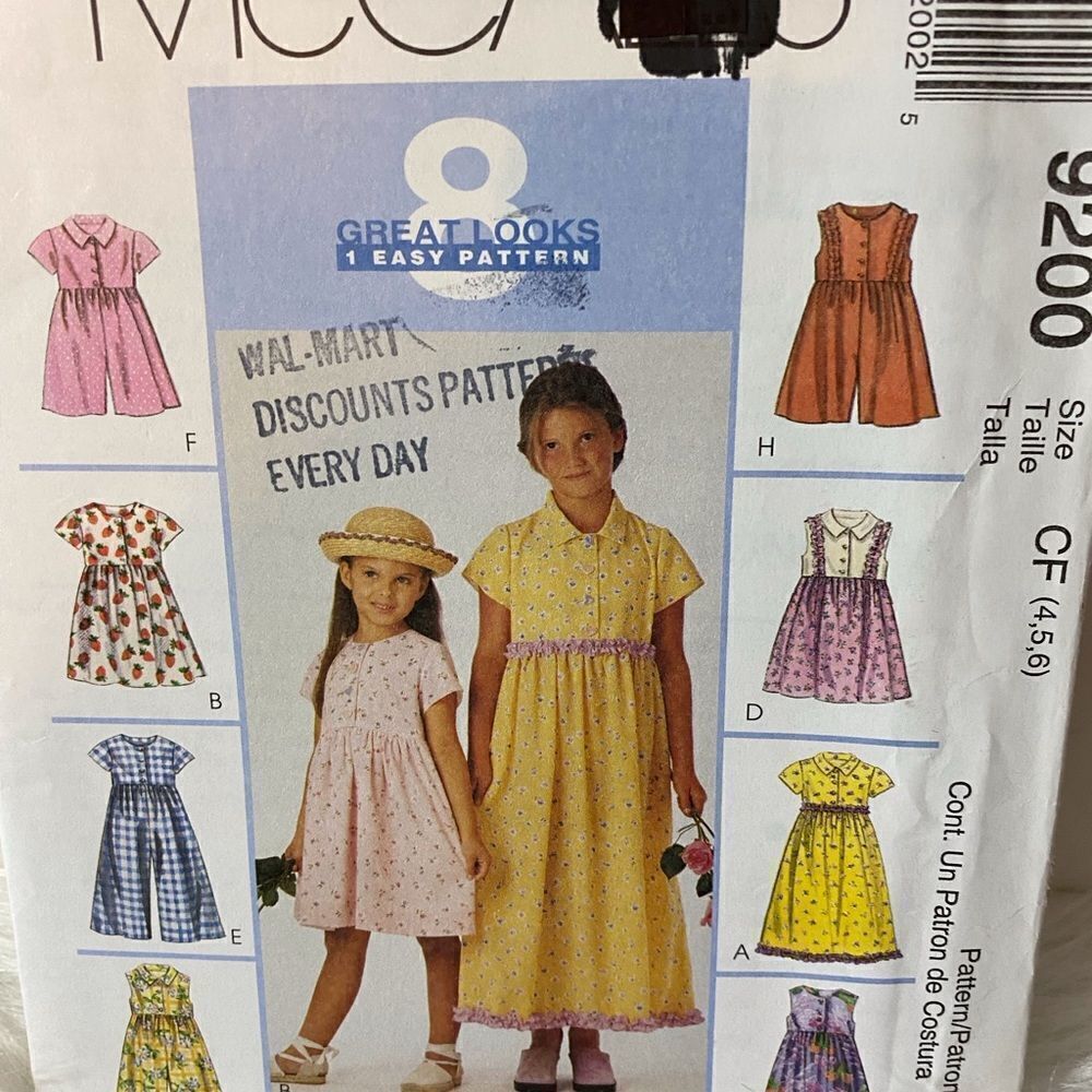 McCall’s Sewing Pattern #9200 sizes CF 4, 5, 6 NWT 8 Great Looks